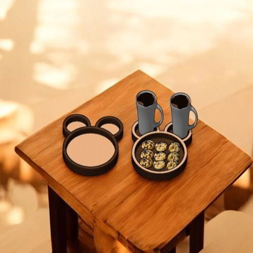 طرح سینی صبحانه مدرن برش لیزری برای میان وعده دسر بشقاب - laser cut modern style breakfast tray for snack dessert platters ve - برای دستگاه CNC چوب و لیزر (سی ان سی)