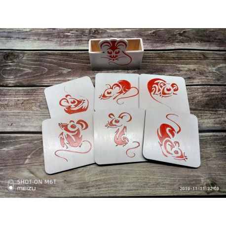طرح زیرلیوانی‌های ماوس برش لیزری با پایه نگهدارنده - laser cut mouse coasters with holder template ve - برای دستگاه CNC چوب و لیزر (سی ان سی)