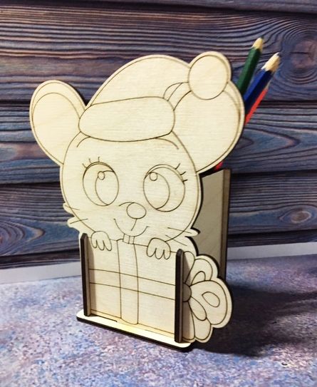 طرح جا مداد موس برش لیزری - laser cut mouse pencil holder organizer ve - برای دستگاه CNC چوب و لیزر (سی ان سی)