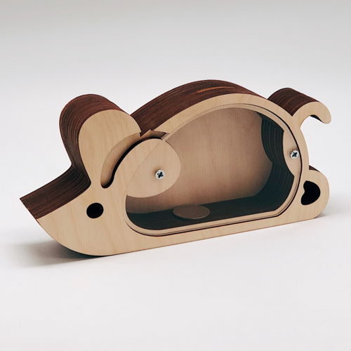 طرح برش لیزری موش قلک پولک - laser cut mouse piggy bank ve - برای دستگاه CNC چوب و لیزر (سی ان سی)