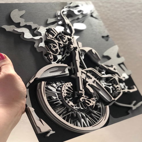 طرح برش لیزری چند لایه دیواری دوچرخه پانل - laser cut multi layered bike wall panel ve - برای دستگاه CNC چوب و لیزر (سی ان سی)