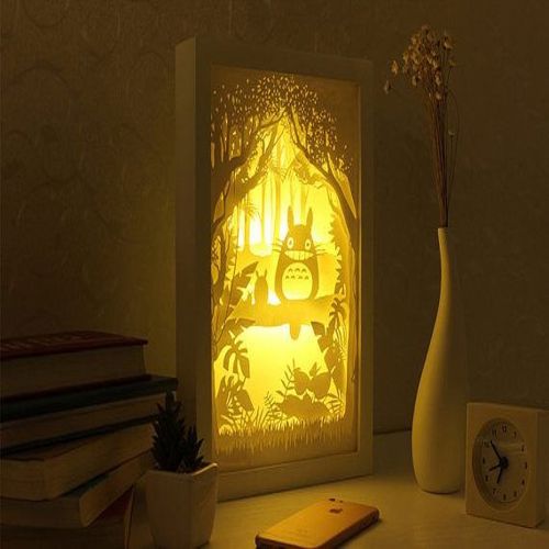 طرح برش لیزری همسایه توتورو سه بعدی جعبه لامپ لامپ - laser cut my neighbor totoro 3d lightbox lamp ve - برای دستگاه CNC چوب و لیزر (سی ان سی)