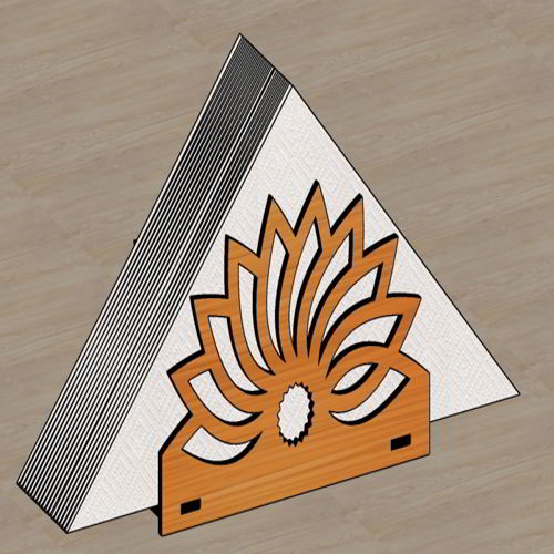 طرح گل جا دستی برش لیزری برای میز - laser cut napkin holder flower design for table - برای دستگاه CNC چوب و لیزر (سی ان سی)