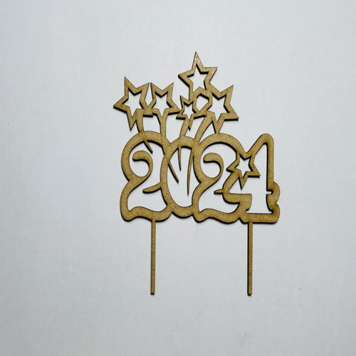طرح برش لیزری کیک سال نو - laser cut new year cake topper 2024 ve - برای دستگاه CNC چوب و لیزر (سی ان سی)
