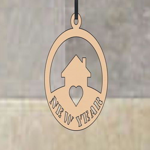 طرح برش لیزری سال نو خانه برچسب - laser cut new year home tag - برای دستگاه CNC چوب و لیزر (سی ان سی)