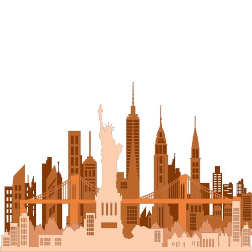 طرح برش لیزری شهر نیویورک خط افق چوبی لایه دار دکور - laser cut new york city skyline wooden layered decor ve - برای دستگاه CNC چوب و لیزر (سی ان سی)