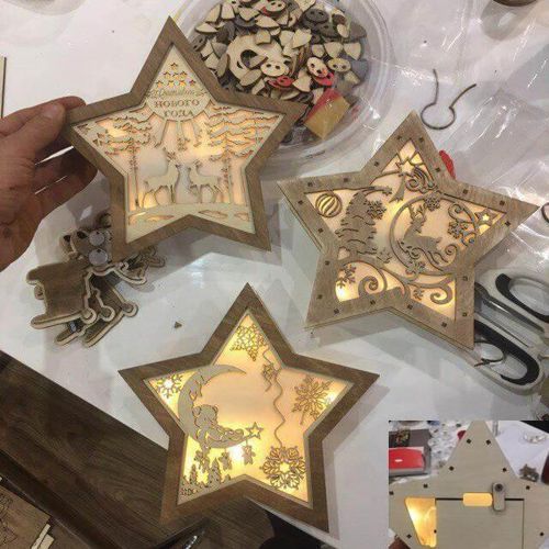 طرح برش لیزری چراغ شب ستاره - laser cut night light star ve - برای دستگاه CNC چوب و لیزر (سی ان سی)
