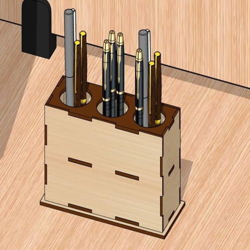 طرح جاقلمی میز اداری برش لیزری - laser cut office desk pen holder ve - برای دستگاه CNC چوب و لیزر (سی ان سی)
