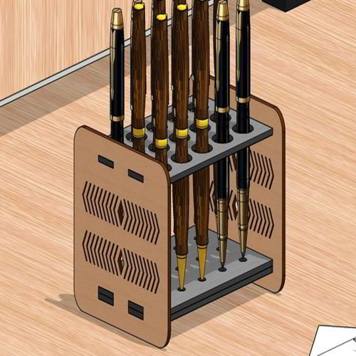 طرح سازمان‌دهنده برش لیزری برای خودکار مداد - laser cut organizer for pen pencil ve - برای دستگاه CNC چوب و لیزر (سی ان سی)