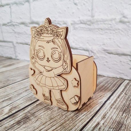 طرح جا قلمی برش لیزری برای کودک پول - laser cut organizer pen holder for kid ve - برای دستگاه CNC چوب و لیزر (سی ان سی)
