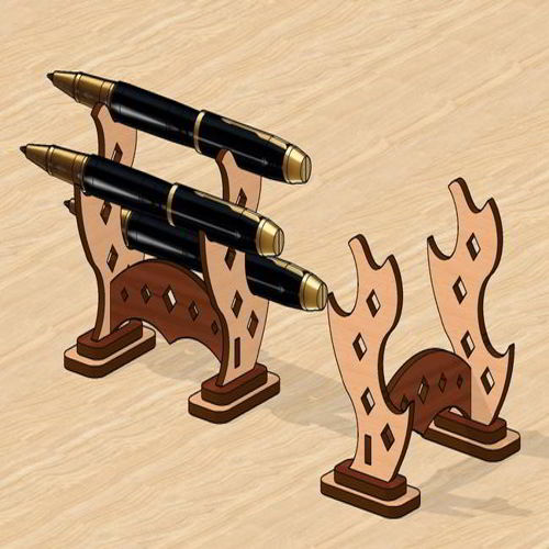 طرح خودکار برش لیزری پایه - laser cut organizer pen stand - برای دستگاه CNC چوب و لیزر (سی ان سی)