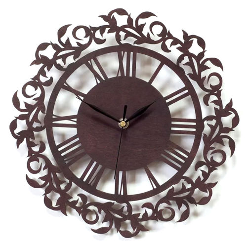 طرح ساعت دیواری طرح گل با برش لیزری - laser cut ornament clock wall decor ve - برای دستگاه CNC چوب و لیزر (سی ان سی)