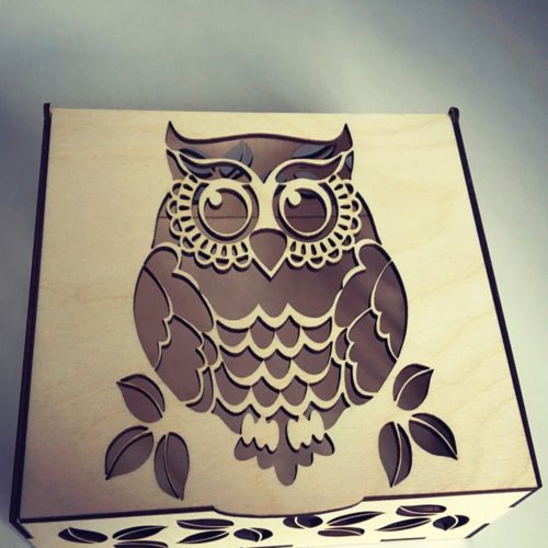 طرح جعبه هدیه جغد برش لیزری - laser cut owl gift box ve - برای دستگاه CNC چوب و لیزر (سی ان سی)