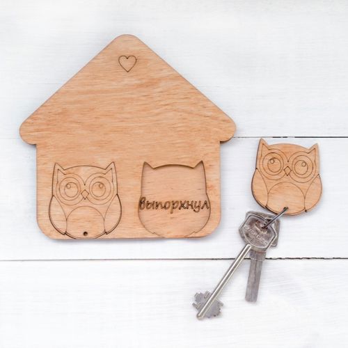 طرح دکور دیواری جغد برش لیزری جاکلیدی - laser cut owl wall decor key holder ve - برای دستگاه CNC چوب و لیزر (سی ان سی)