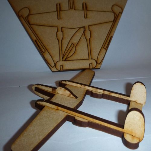 طرح لیزرکات p38 رعد و برق جنگنده هواپیما - lasercut p38 lightning fighter aircraft - برای دستگاه CNC چوب و لیزر (سی ان سی)