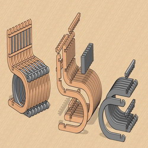 طرح صندلی پارامتریک برش لیزری مینیاتوری - laser cut parametric chair miniature ve - برای دستگاه CNC چوب و لیزر (سی ان سی)