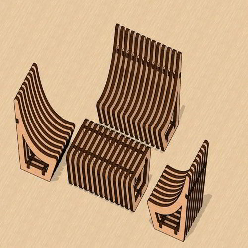 طرح میز و صندلی پارامتریک مینیاتوری برش لیزری مجموعه - laser cut parametric miniature chair table set ve - برای دستگاه CNC چوب و لیزر (سی ان سی)