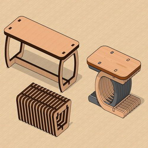 طرح مجموعه جداول مینیاتوری پارامتری برش لیزری - laser cut parametric miniature tables set ve - برای دستگاه CNC چوب و لیزر (سی ان سی)