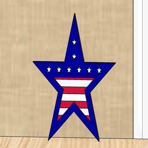 طرح برش لیزری میهن‌پرست ستاره نشان - laser cut patriotic star badge - برای دستگاه CNC چوب و لیزر (سی ان سی)