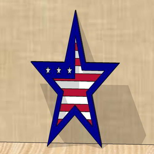 طرح برش لیزری میهن‌پرست ستاره لوگو نشان - laser cut patriotic star logo badge - برای دستگاه CNC چوب و لیزر (سی ان سی)