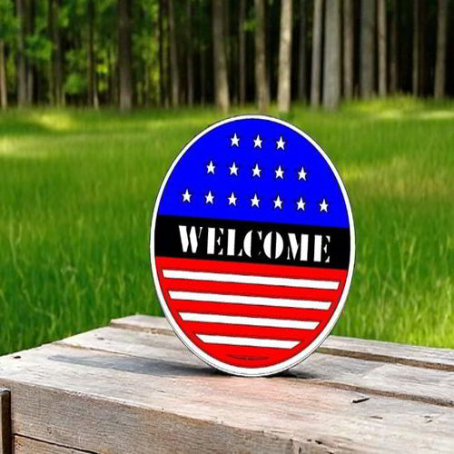 طرح تابلوی خوشامدگویی میهن‌پرستانه برش لیزری چهارم جولای آویز درب آویز - laser cut patriotic welcome sign 4th of july door hanger ve - برای دستگاه CNC چوب و لیزر (سی ان سی)