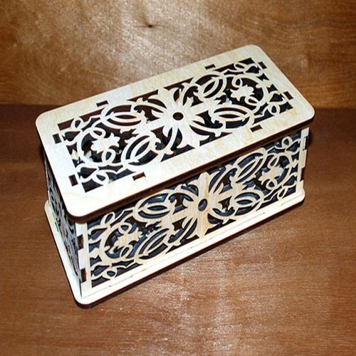 طرح جعبه چوبی طرح‌دار برش لیزری با درب درب - laser cut patterned wooden box with lid ve - برای دستگاه CNC چوب و لیزر (سی ان سی)