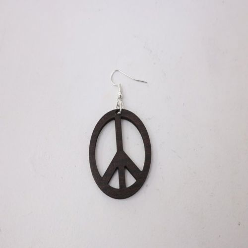 طرح گوشواره علامت صلح برش لیزری - laser cut peace sign earrings - برای دستگاه CNC چوب و لیزر (سی ان سی)