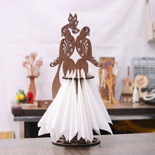 طرح برش لیزری جا دستمال سفره طاووس میلی‌متری - laser cut peacock napkin holder 3mm ve - برای دستگاه CNC چوب و لیزر (سی ان سی)