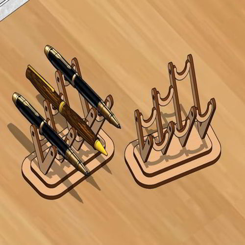 طرح پایه مداد برش لیزری نمایشگر قلم نگهدارنده لیزر - laser cut pencil display stand pen holder - برای دستگاه CNC چوب و لیزر (سی ان سی)