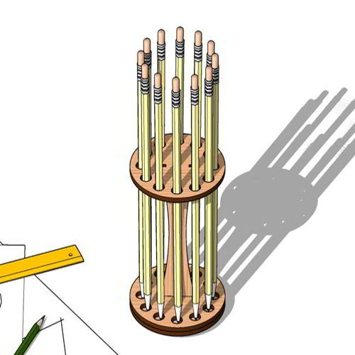 طرح جا مدادی برش لیزری نمایشگر - laser cut pencil holder display ve - برای دستگاه CNC چوب و لیزر (سی ان سی)
