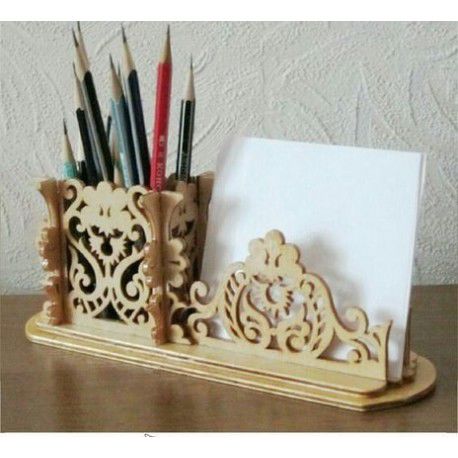 طرح جا مداد برش لیزری دفتر سازماندهنده - laser cut pencil holder pad organizer ve - برای دستگاه CNC چوب و لیزر (سی ان سی)