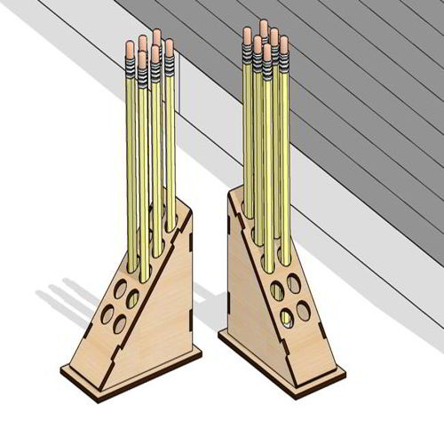 طرح جا مداد برش خورده لیزری پایه - laser cut pencil holder stand ve - برای دستگاه CNC چوب و لیزر (سی ان سی)
