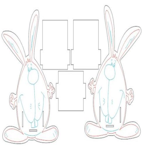 طرح پایه جا مداد برش لیزری خرگوش - laser cut pencil holder stand rabbit ve - برای دستگاه CNC چوب و لیزر (سی ان سی)