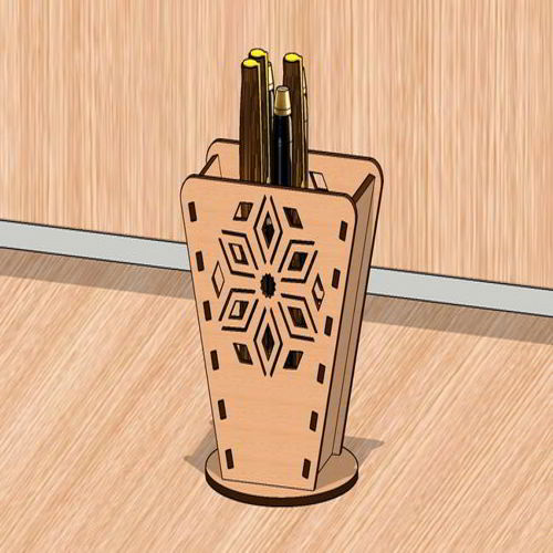 طرح مداد برش لیزری پایه خودکار نگهدارنده میز سازماندهنده - laser cut pencil stand pen holder desk organizer - برای دستگاه CNC چوب و لیزر (سی ان سی)