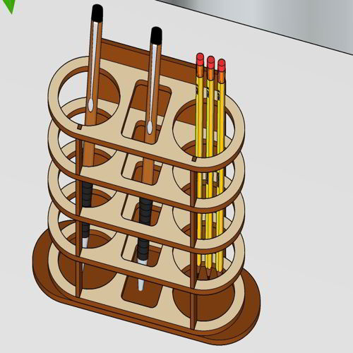 طرح قلم برش لیزری نمایشگر نگهدارنده مداد پایه میز سازماندهنده - laser cut pen display holder pencil stand desk organiser ve - برای دستگاه CNC چوب و لیزر (سی ان سی)