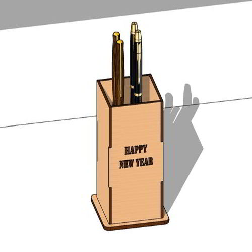 طرح جا قلمی برش لیزری سال نو هدیه - laser cut pen holder new year gift ve - برای دستگاه CNC چوب و لیزر (سی ان سی)