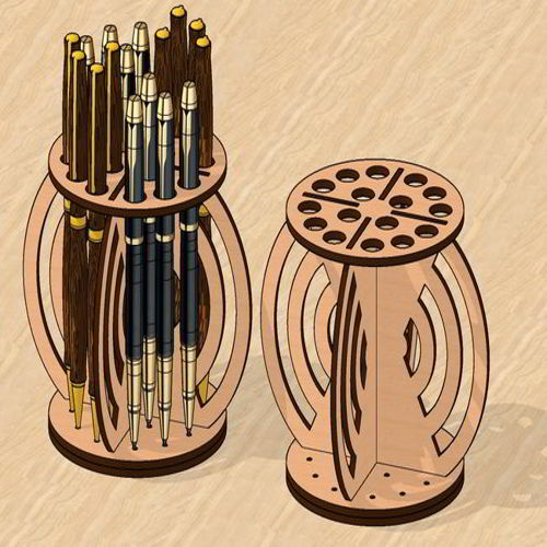 طرح جا قلمی برش لیزری میز اداری سازماندهنده - laser cut pen holder office desk organizer ve - برای دستگاه CNC چوب و لیزر (سی ان سی)