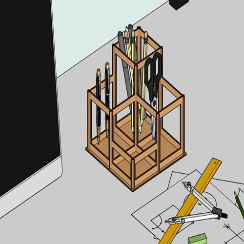 طرح قلم برش لیزری جا مداد پایه - laser cut pen holder pencil stand - برای دستگاه CNC چوب و لیزر (سی ان سی)
