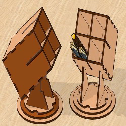طرح پایه خودکار برش لیزری میز اداری سازماندهنده - laser cut pen stand office desk organizer - برای دستگاه CNC چوب و لیزر (سی ان سی)