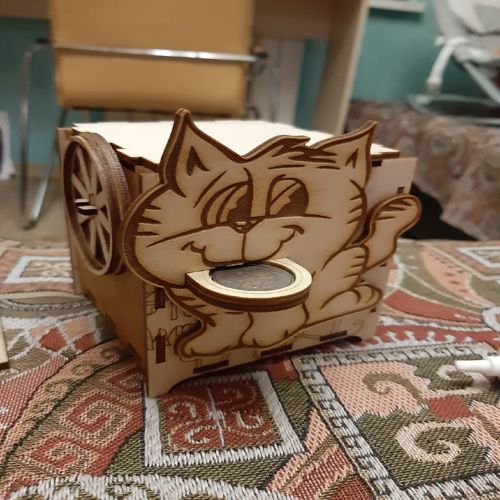 طرح برش لیزری شخصی سکه پس‌انداز جعبه بانکی - laser cut personal coin saving bank box - برای دستگاه CNC چوب و لیزر (سی ان سی)
