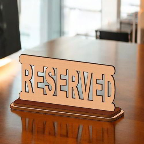 طرح میز رزرو شخصی برش لیزری علامت - laser cut personalized reserved table sign - برای دستگاه CNC چوب و لیزر (سی ان سی)
