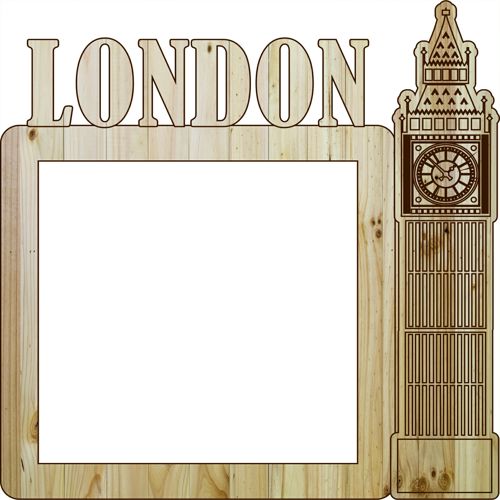 طرح قاب عکس برش لیزری لندن - laser cut photo frame london - برای دستگاه CNC چوب و لیزر (سی ان سی)