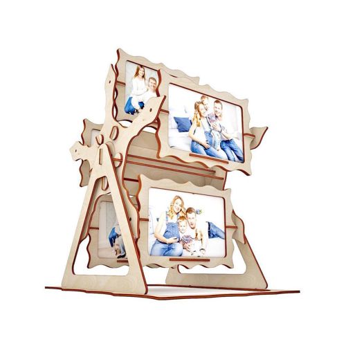 طرح قاب عکس چرخ فلک برش خورده با لیزر فریم - laser cut photo holder ferris wheel picture frame ve - برای دستگاه CNC چوب و لیزر (سی ان سی)
