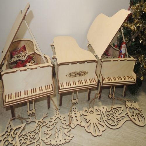 طرح جعبه پیانو برش لیزری - laser cut piano box ve - برای دستگاه CNC چوب و لیزر (سی ان سی)