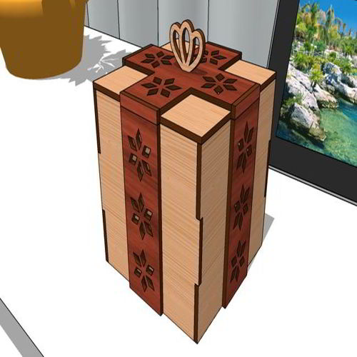 طرح جعبه هدیه تخته سه لا برش لیزری جعبه جواهرات تزئینی 3 میلی متر - laser cut plywood gift box decorative jewelry box 3mm - برای دستگاه CNC چوب و لیزر (سی ان سی)