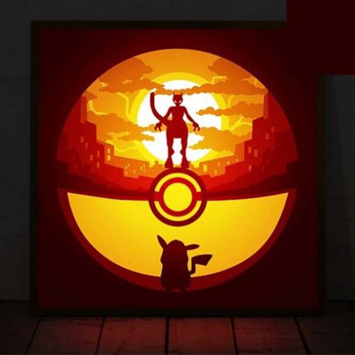 طرح برش لیزری پوکیمون جعبه نور لامپ - laser cut pokeymon light box lamp - برای دستگاه CNC چوب و لیزر (سی ان سی)