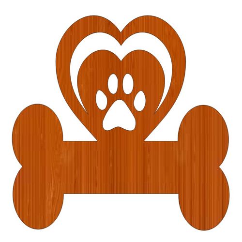طرح پنجه توله برش لیزری روی استخوان قلب چوب تزئینات - laser cut puppy paw print in heart bone wood ornament ve - برای دستگاه CNC چوب و لیزر (سی ان سی)
