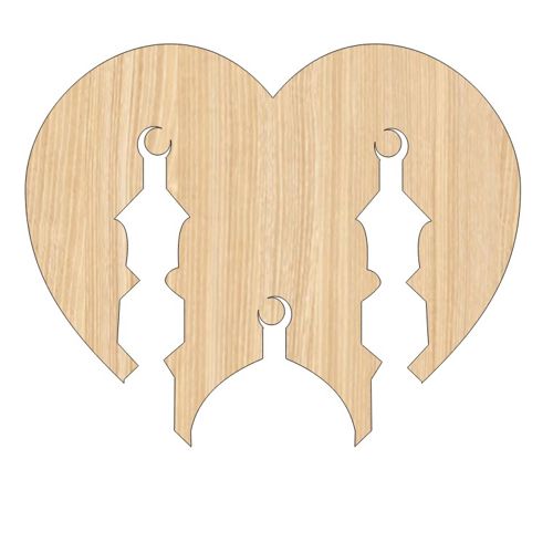 طرح برش لیزری رمضان کریم به شکل قلب چوبی - laser cut ramadan kareem heart shaped wooden cutout ve - برای دستگاه CNC چوب و لیزر (سی ان سی)