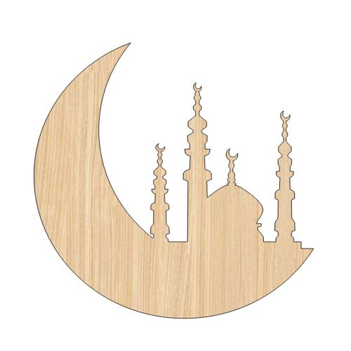 طرح برش لیزری رمضان کریم مسجد ماه چوبی مسجد ساده برش - laser cut ramadan kareem masjid moon wooden simple mosque cutout ve - برای دستگاه CNC چوب و لیزر (سی ان سی)
