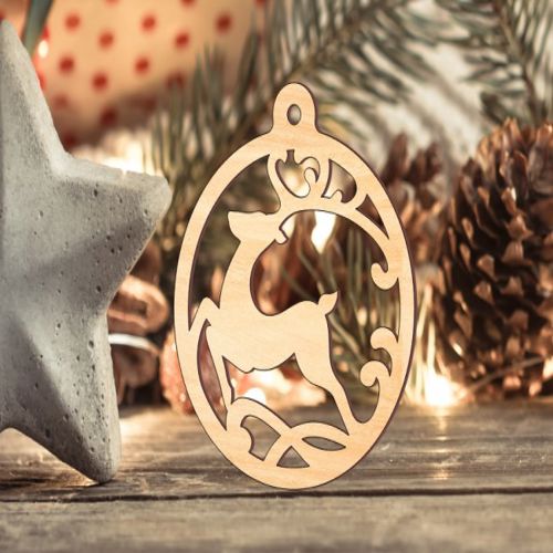 طرح عروسک گوزن شمالی برش لیزری برای تزئینات کریسمس - laser cut reindeer bauble for christmas decorations ve - برای دستگاه CNC چوب و لیزر (سی ان سی)
